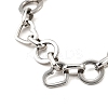 304 Stainless Steel Heart & Flat Round Link Bracelets for Men & Women BJEW-D042-24P-2