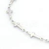 Tarnish Resistant Religious Catholic Jewelry 304 Stainless Steel Cross Link Chain Bracelets LS-STAS-O036-09P-2