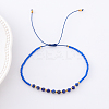 2mm Faceted Natural Blue Spot Jasper Beaded Braided Adjustable Bracelets for Women PF2854-8-1