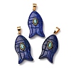 Natural Lapis Lazuli & Synthetic Turquoise Carved Pendants G-Z084-01G-09-1