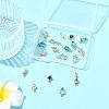 18Pcs 9 Styles Brass Pave Transparent Glass Links/Connectors GLAA-FS0002-34-7