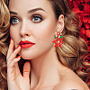 2 Pairs 2 Colors 3D Flower of Life Enamel Dangle Stud Earrings EJEW-FI0001-26-6