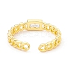 Cubic Zirconia Rectangle Open Cuff Ring RJEW-I083-02G-03-3