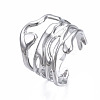 Non-Tarnish 304 Stainless Steel Wave Open Cuff Ring RJEW-T023-31P-3