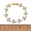Ocean Theme Brass Cubic Zirconia with Enamel Link Bracelets for Women BJEW-F514-01D-G-5