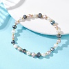 Natural Cultured Freshwater keishi Pearl & Seed Beads Streth Bracelets for Women BJEW-JB13181-1
