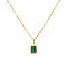 Elegant Rectangle 304 Stainless Steel Green Resin Pendant Necklaces LM4111-1-1