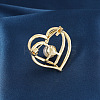 Heart Alloy Rhinestone Brooches for Women PW-WGCAEA0-01-3