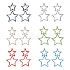 6 Pairs 6 Colors Alloy Hollow Star Dangle Stud Earrings with Rhinestone for Women EJEW-FI0001-87-1