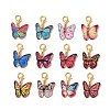 12Pcs 12 Colors Butterfly Alloy Enamel Pendant Decorations HJEW-JM02852-2