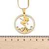 201 Stainless Steel Crystal Rhinestone Ring with Mermaid Pendant Necklaces for Women NJEW-P327-02G-5