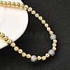 Brass Micro Pave Clear Cubic Zirconia Round Beaded Necklaces for Women NJEW-K392-17G-2