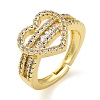 Rack Plating Brass Micro Pave Cubic Zirconia Open Cuff Rings RJEW-K266-08A-G-1