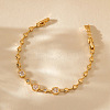 Brass Pave Clear Cubic Zirconia Link Chain Bracelets for Women FS-WG70203-01-4