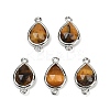 Natural Tiger Eye Faceted Connector Charms G-L514-048G-04-1