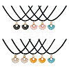 30Pcs 5 Color Zinc Alloy Enamel Shell Shape Pendant Necklaces Set with ABS Plastic Imitation Pearl Beaded NJEW-AB00020-8