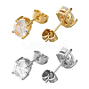 2 Pairs 2 Colors Brass Micro Pave Clear Cubic Zirconia Stud Earrings EJEW-GO0003-27-1