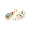 Synthetic Turquoise Rectangle with Flower Pendants KK-N258-16G-2