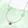 304 Stainless Steel FireBrick Enamel Ladybug Clover Link Chain Necklaces NJEW-R026-11P-3