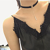 Black Velvet Choker Brass & Iron Rectangle Pendant Necklaces for Women FS-WGDB652-03-3