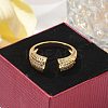 Brass Micro Pave Clear Cubic Zirconia Cuff Finger Rings for Women RJEW-B112-06G-2