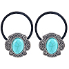 3Pcs Alloy & Resin Imitation Synthetic Turquoise Hair Ties OHAR-CY0001-10A-6