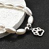 304 Stainless Steel Paw Print Charm Bracelets for Women BJEW-C098-12P-3