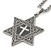 201 Stainless Steel Star of David with Cross Pendant Necklaces NJEW-S007-07P-2