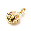 Brass Micro Pave Cubic Zirconia & Enamel Pendants KK-R222-12G-01-2