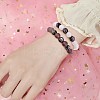 Natural Grey Agate Round Beaded Stretch Bracelet BJEW-SW00077-11-5