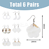 6 Pairs 6 Style Natural Shell Geometry Dangle Earrings EJEW-FI0001-79-2