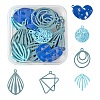 24Pcs 6 Style Blue Series Spray Painted Alloy Pendants FIND-LS0001-62-1
