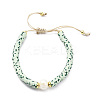 Adjustable Natural Pearl & Polymer Clay Disc Braided Beaded Bracelet for Women BJEW-O187-06-1