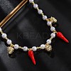 Brass Micro Pave Clear Cubic Zirconia Beaded Necklaces NJEW-Z059-04G-01-1