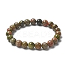 Natural Unakite Bead Stretch Bracelets X-BJEW-K212-B-006-4