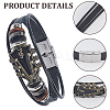3Pcs 3 Colors Alloy & Leather Cord Bracelets for Men Women BJEW-CL0001-25-6
