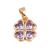 Brass Pave Cubic Zirconia Pendants KK-E795-20KCG-01-2