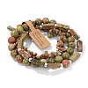 3Pcs Natural Unakite Bead Bracelet  Sets for Men PW-WG3CBCD-03-1