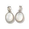 Rack Plating Brass Pave Natural White Shell Oval Charms KK-U025-07P-01-1