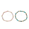 2Pcs 2 Styles Synthetic & Natural Imperial Jasper Beads Stretch Bracelets Sets BJEW-JB12073-2