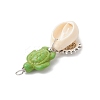 5Pcs 5 Styles Natural Cowrie Shell & Dyed Synthetic Turquoise Turtle Copper Wire Wrapped Pendants PALLOY-JF04034-01-5