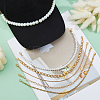 8Pcs Iron & 304 Stainless Steel & Glass Pearl Bead & Brass Chain Baseball Cap Chains HJEW-DC00071-5