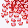 2-Hole Baking Painted Transparent Glass Seed Beads SEED-S031-M-254-1