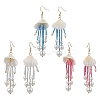 3Pairs Glass & Natural Shell & Non-magnetic Synthetic Hematite Dangle Earrings EJEW-MZ00383-2