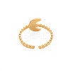 Ion Plating(IP) 304 Stainless Steel Moon Open Cuff Ring for Women RJEW-S405-224G-2