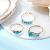 3Pcs Natural Mixed Stone Bead Finger Ring RJEW-JR00855-5