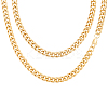2Pcs 7mm Stainless Steel Cuban Link Chain Necklaces for Women Men NJEW-BBC0001-39B-1