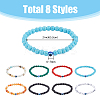 8Pcs 8 Style Natural & Synthetic Mixed Gemstone & Evil Eye Round Beaded Stretch Bracelets Set BJEW-FI0001-48-2