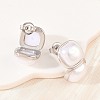 304 Stainless Steel & ABS Imitation Pearl Square Stud Earrings EJEW-Z155-02P-2