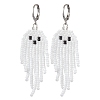 Halloween Woven MIYUKI Seed Beads Ghost Hoop Earrings EJEW-JE05854-01-1